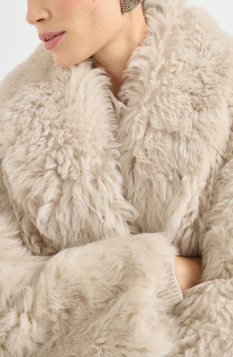 Brunello Cucinelli Soft shearling coat, Alternate, color, Beige