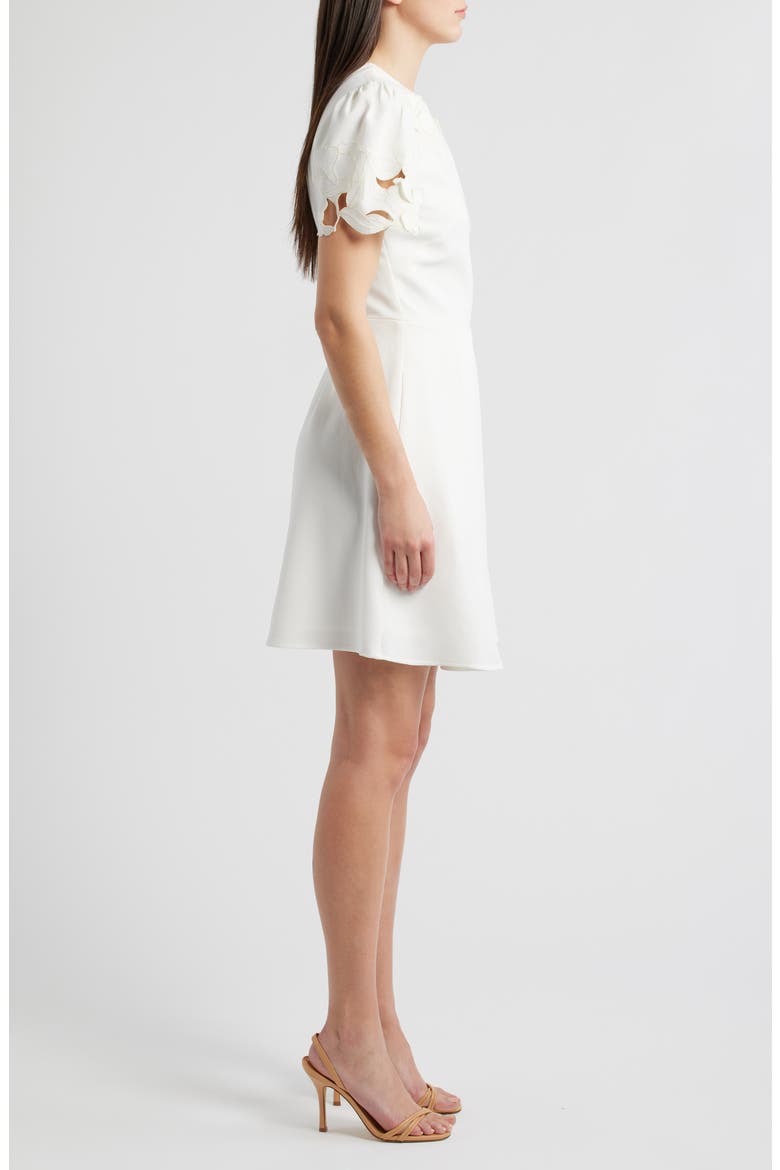 Floral Cutwork Crepe Dress, Alternate, color, IVORY