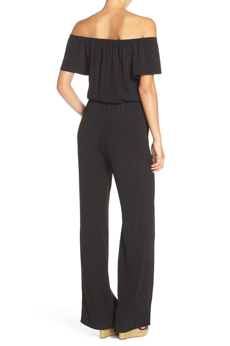 Off the Shoulder Wide Leg Jumpsuit, Alternate, color, BLACK
