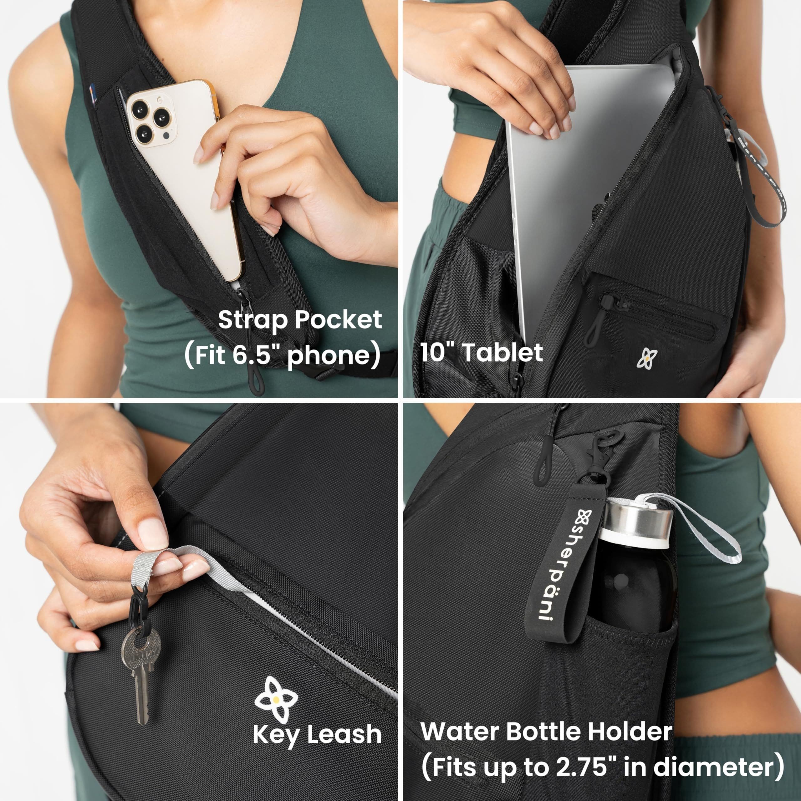 Sherpani Esprit Anti Theft RFID Protection Sling Bag, Fits 10'' Tablet, Wasabi Stone, Alternate, color, Raven