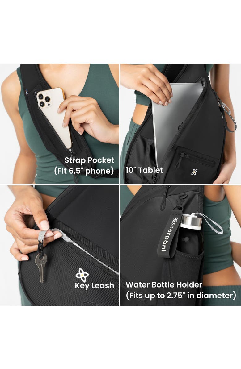 Sherpani Esprit Anti Theft RFID Protection Sling Bag, Fits 10'' Tablet, Wasabi Stone, Alternate, color, Raven