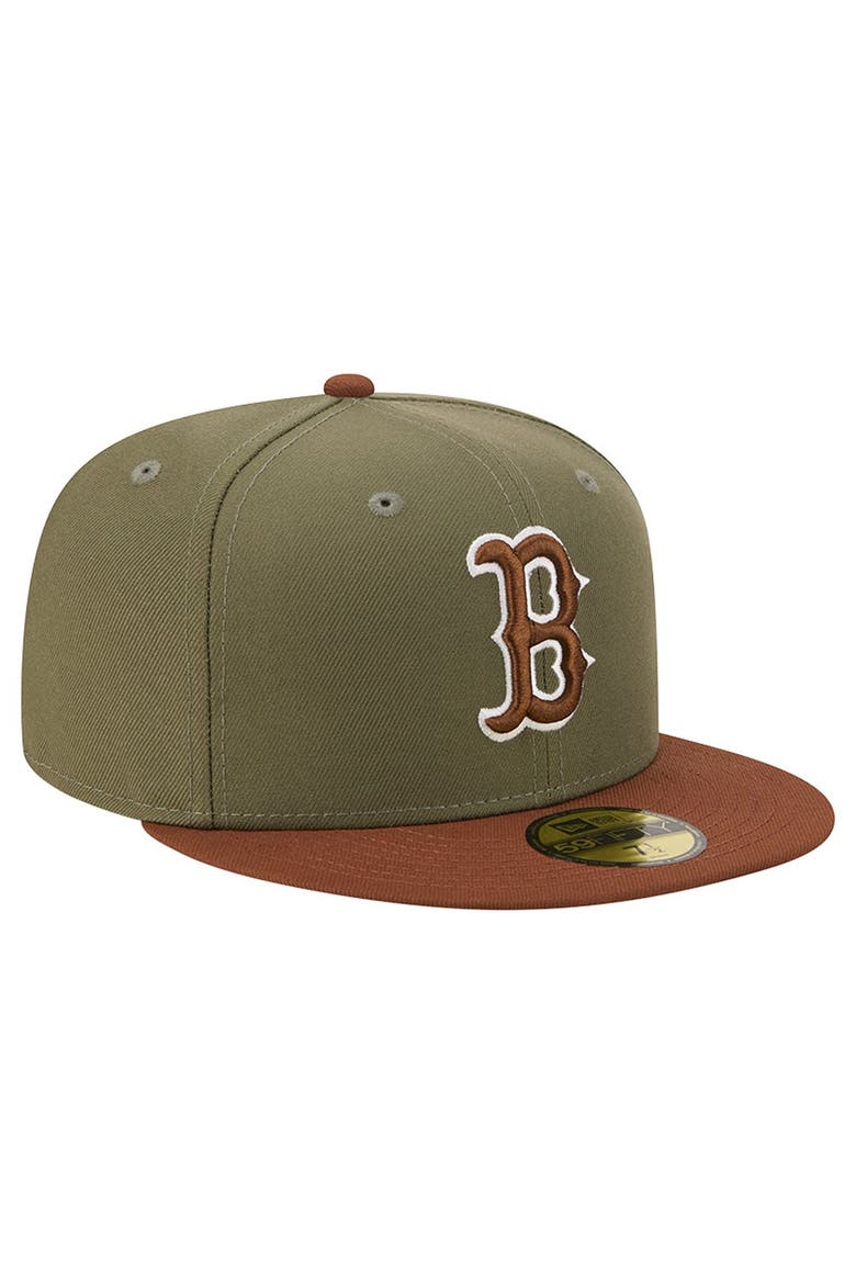Men's New Era Olive/Brown Boston Red Sox Color Pack 59FIFTY Fitted Hat, Alternate, color, Olive