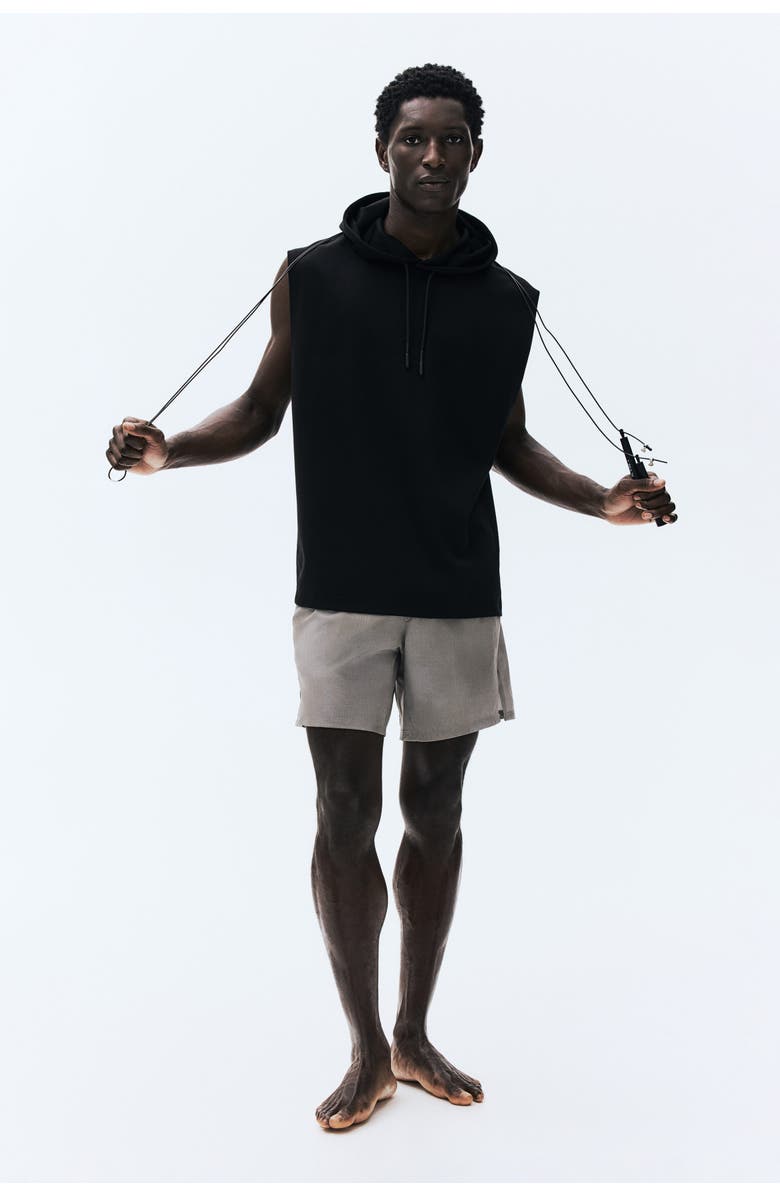 H&M Regular Fit Sleeveless Sports Hoodie With Drymove, Alternate, color, Black