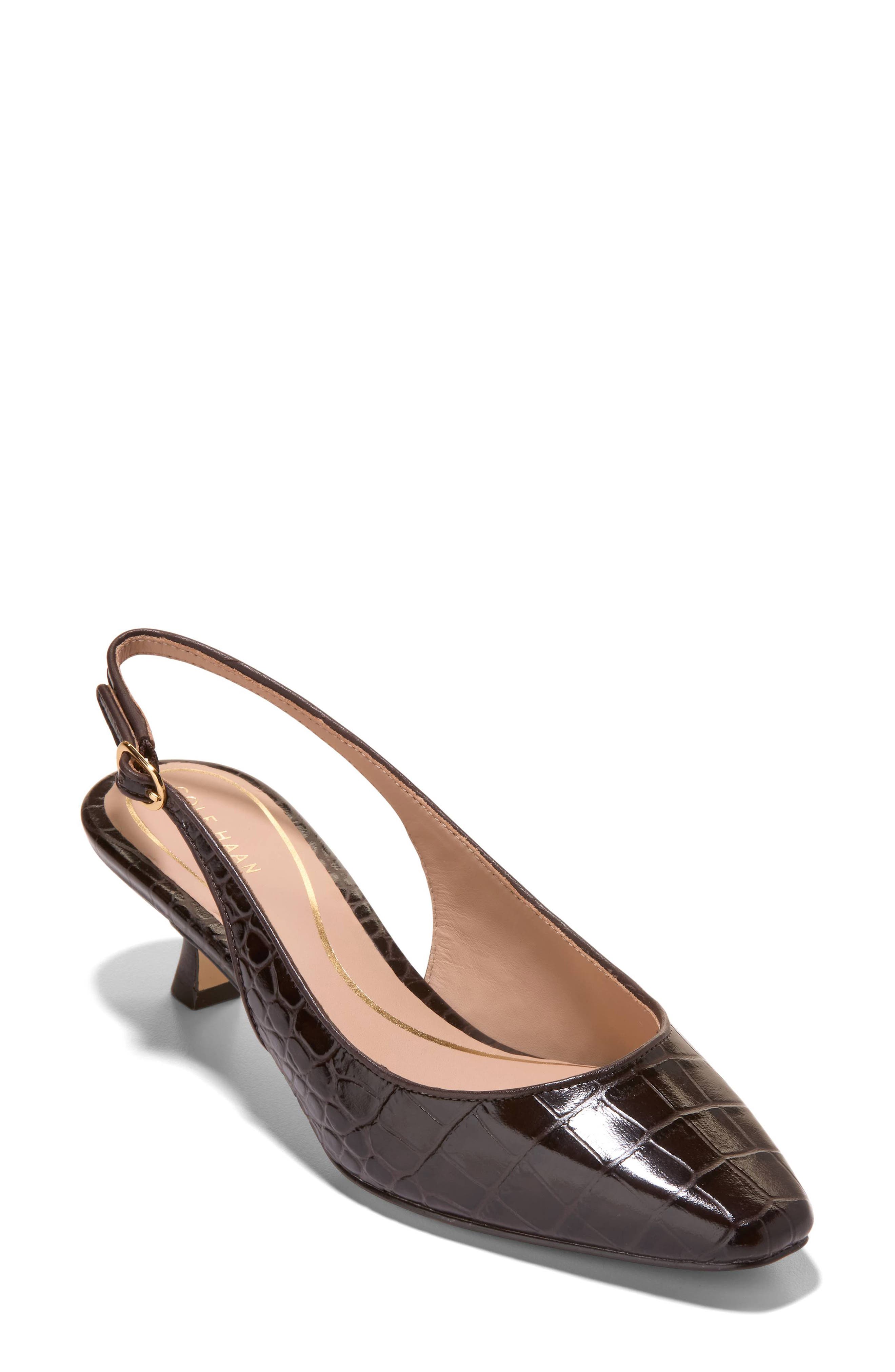 CHOCOLATE CROC PRINT LEATHER