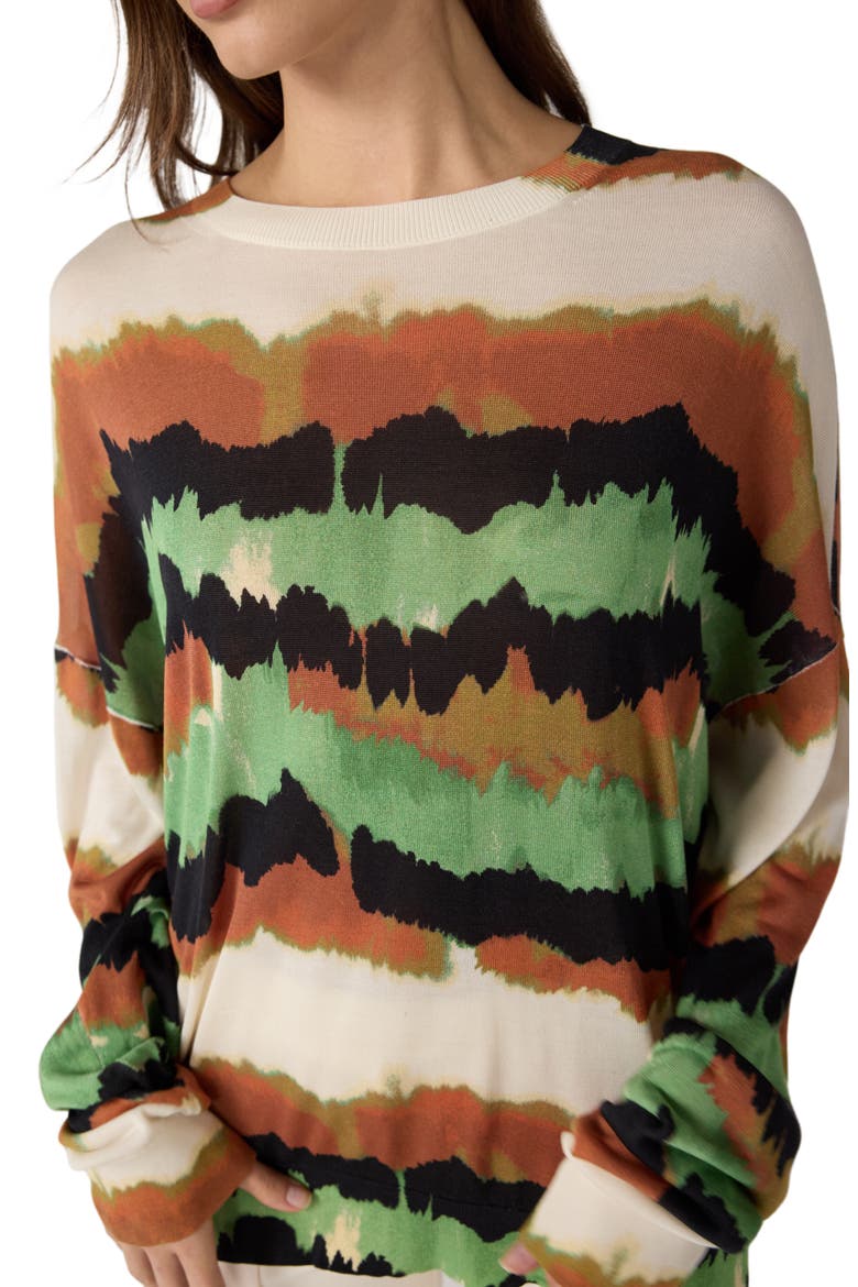 Royce Abstract Oversize Sweater, Alternate, color, CATERPILLAR IVORY