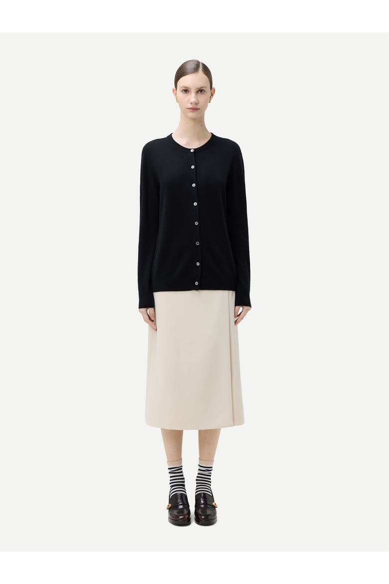 Essential Cashmere Crewneck Cardigan, Alternate, color, black