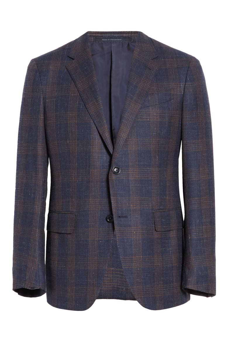 Milano Easy Classic Fit Plaid Sport Coat, Alternate, color, BLUE