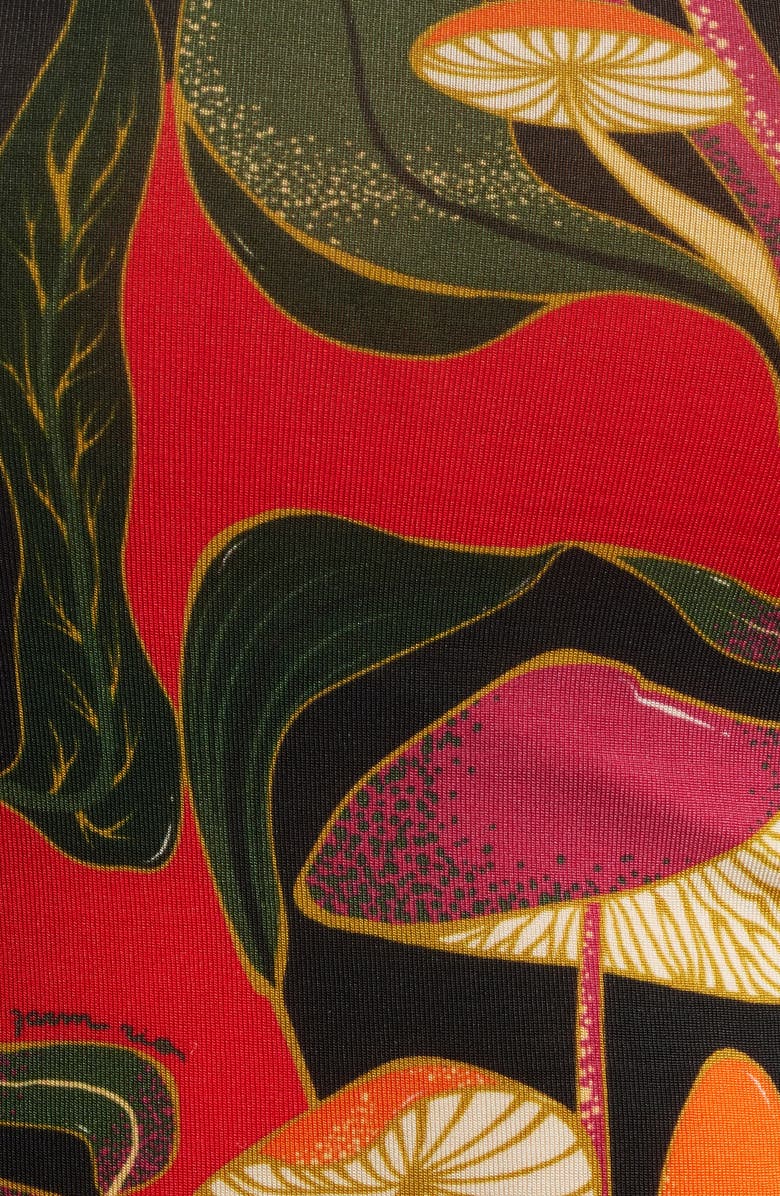 FARM Rio Wild Mushrooms Long Sleeve Mock Neck Jersey Top, Alternate, color, Black