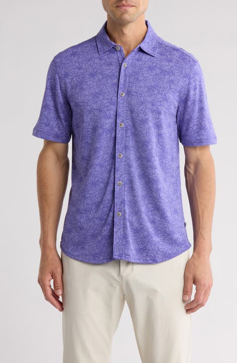 Line Petals Short Sleeve Button-Up Shirt