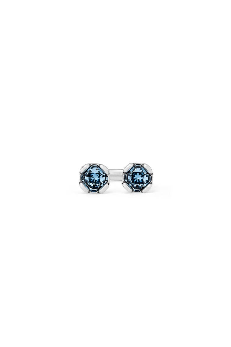 Sterling Silver-Plated Ring with Two Pink Crystals Facing Each Other, Alternate, color, Silver