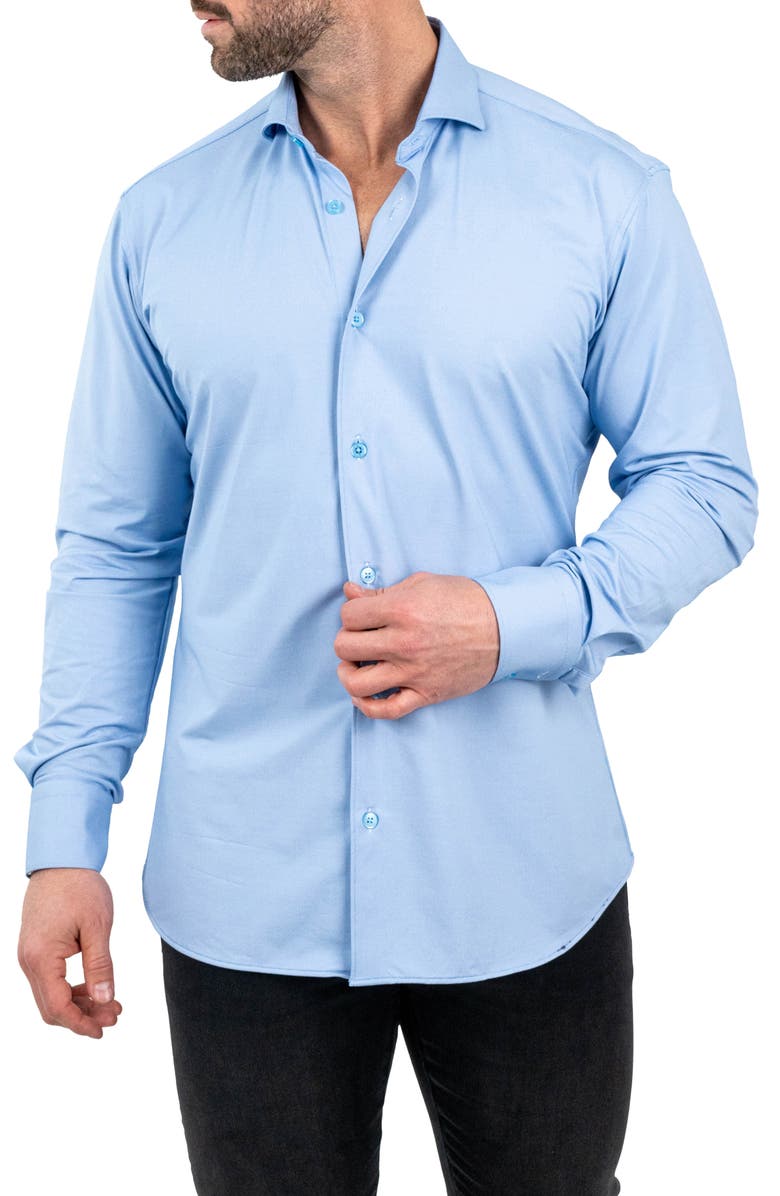 Maceoo Einstein Stretchblotter Light Blue Button-Up Shirt, Alternate, color, Blue