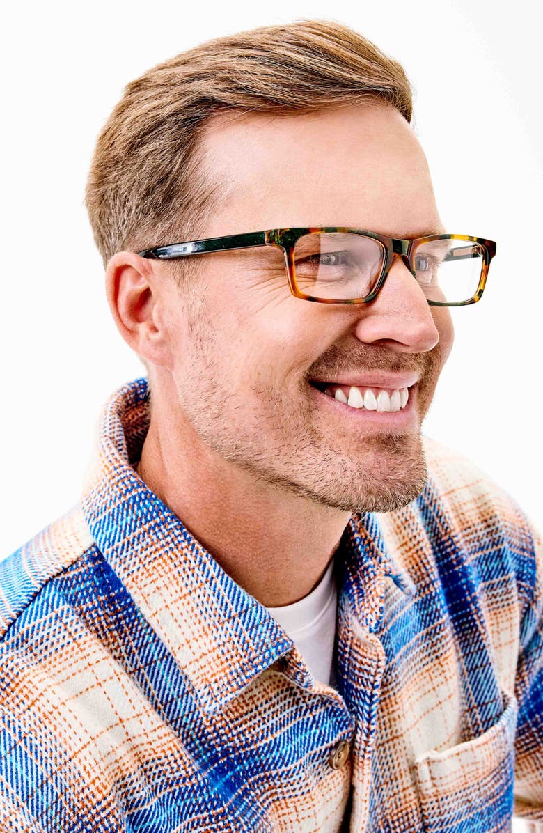 eyebobs Number Cruncher 53mm Rectangular Reading Glasses, Alternate, color, Green / Brown Tortoise Forest