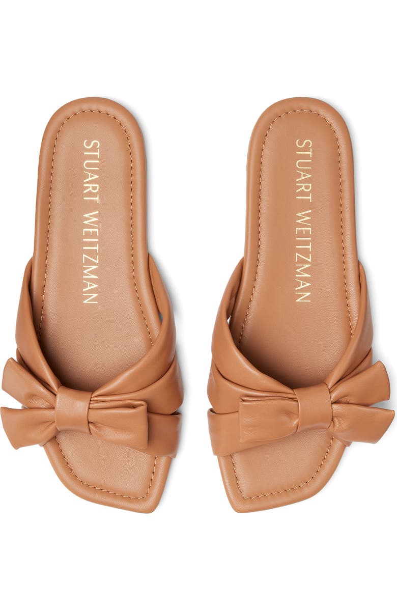 Stuart Weitzman Sofia Bow Slide Sandal, Alternate, color, Tan Leather