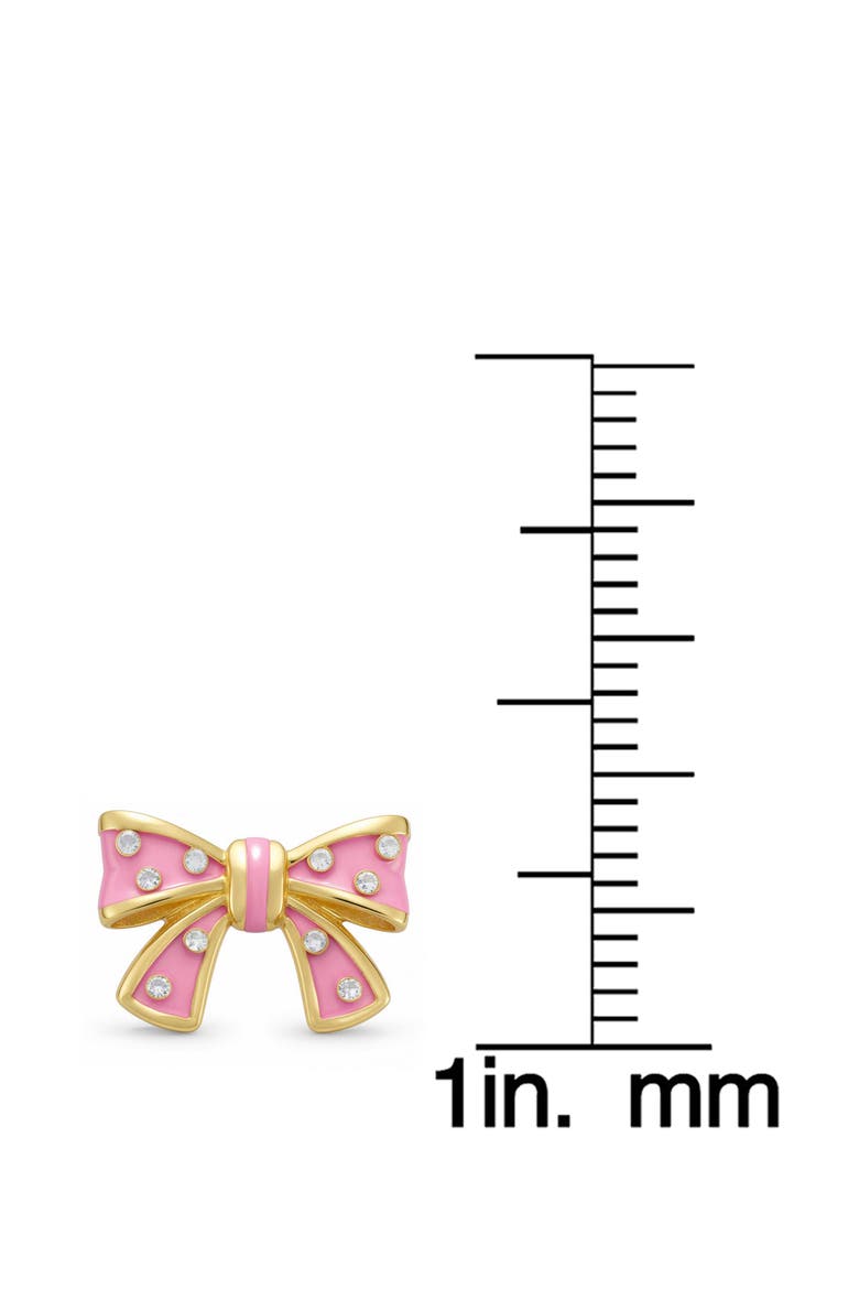 Kids' Crystal Bow Enamel Stud Earrings, Alternate, color, PINK