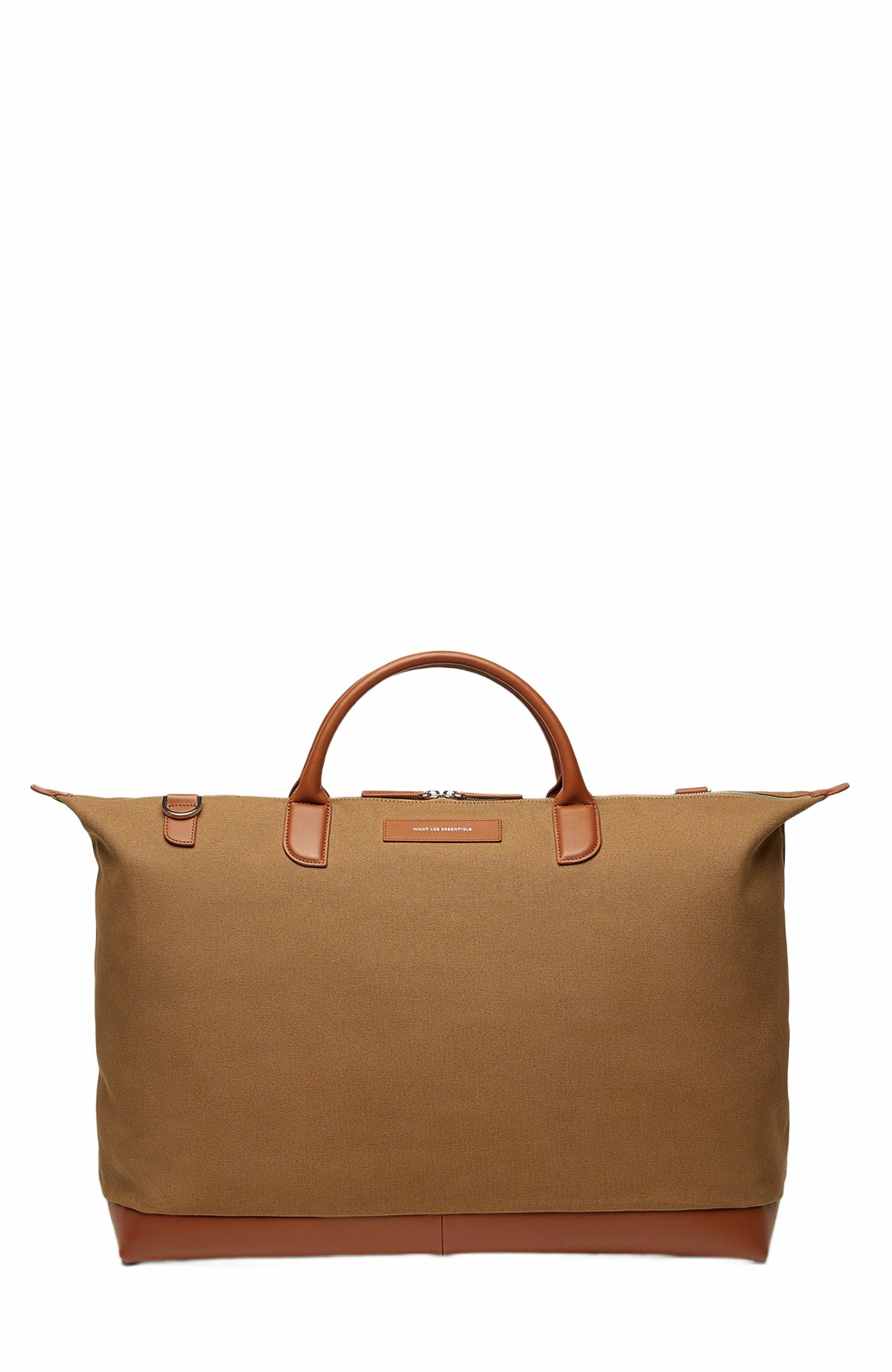 WANT Les Essentiels Hartsfield Organic Cotton Canvas Weekender Bag, Main, color, Dark Camel