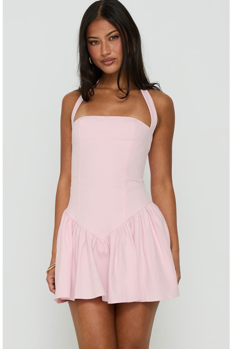 Esatora Halter Flare Minidress, Alternate, color, PINK