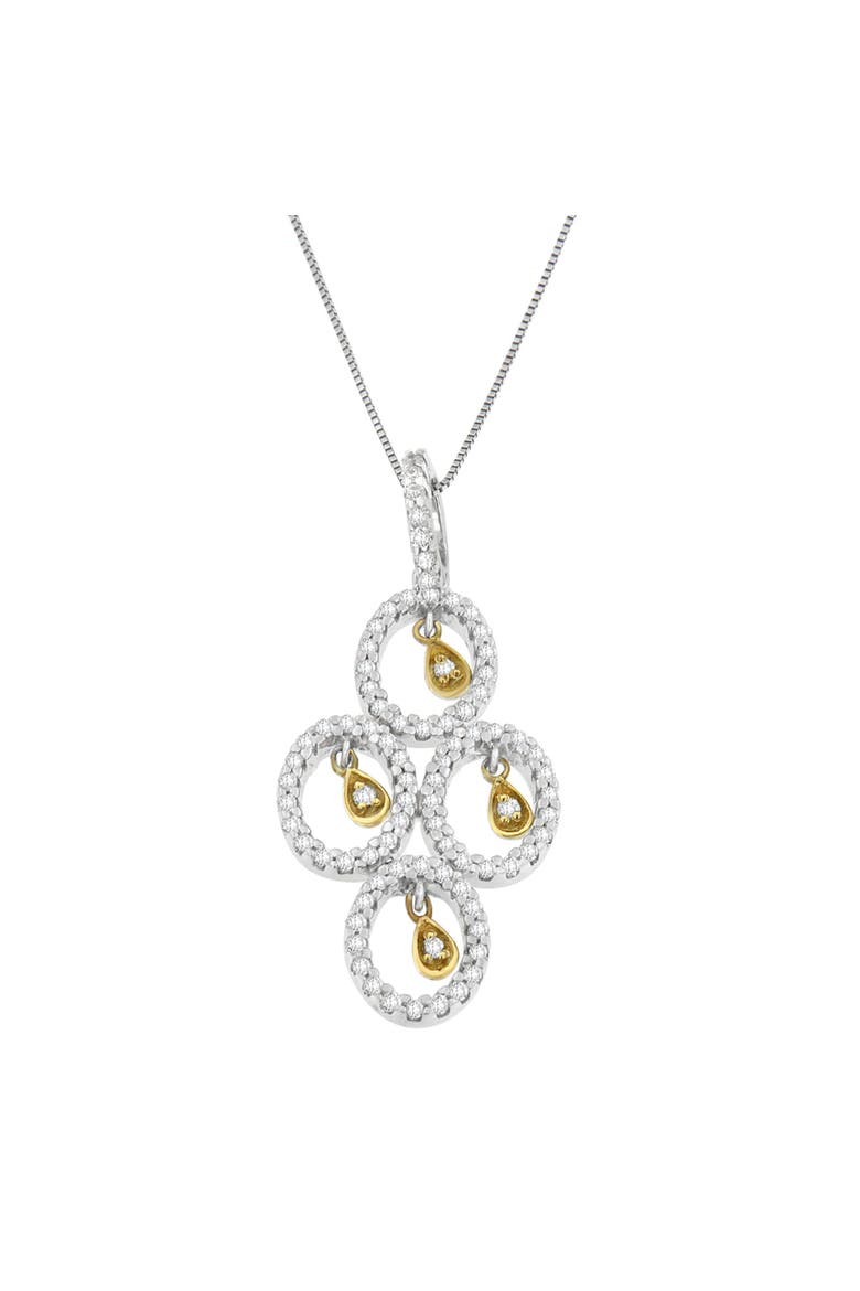 14K Two- Toned Gold 2/5 cttw Round Diamond Pendant Necklace, Alternate, color, Yellow