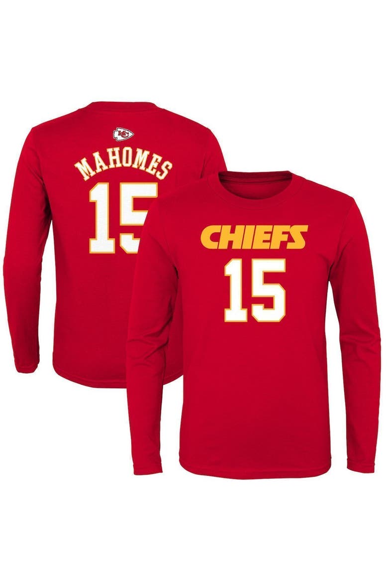 Youth Patrick Mahomes Red Kansas City Chiefs Mainliner Name & Number Long Sleeve T-Shirt, Main, color, Red