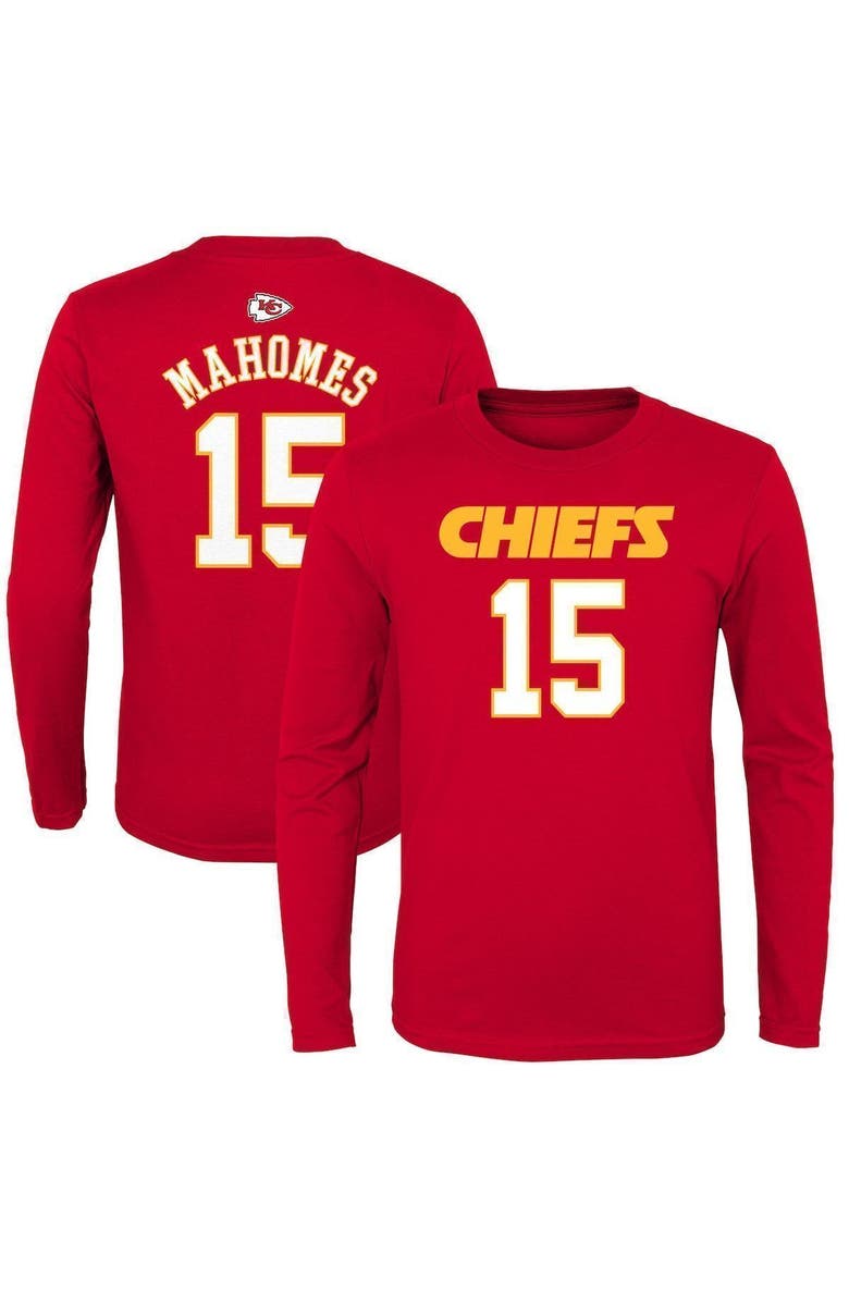 Outerstuff Youth Patrick Mahomes Red Kansas City Chiefs Mainliner Name & Number Long Sleeve T-Shirt, Main, color, 