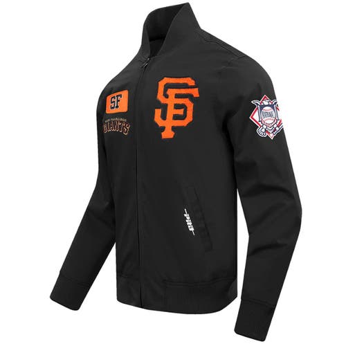 Pro Standard Black San Francisco Giants Area Code Twill Full-zip Jacket In Black