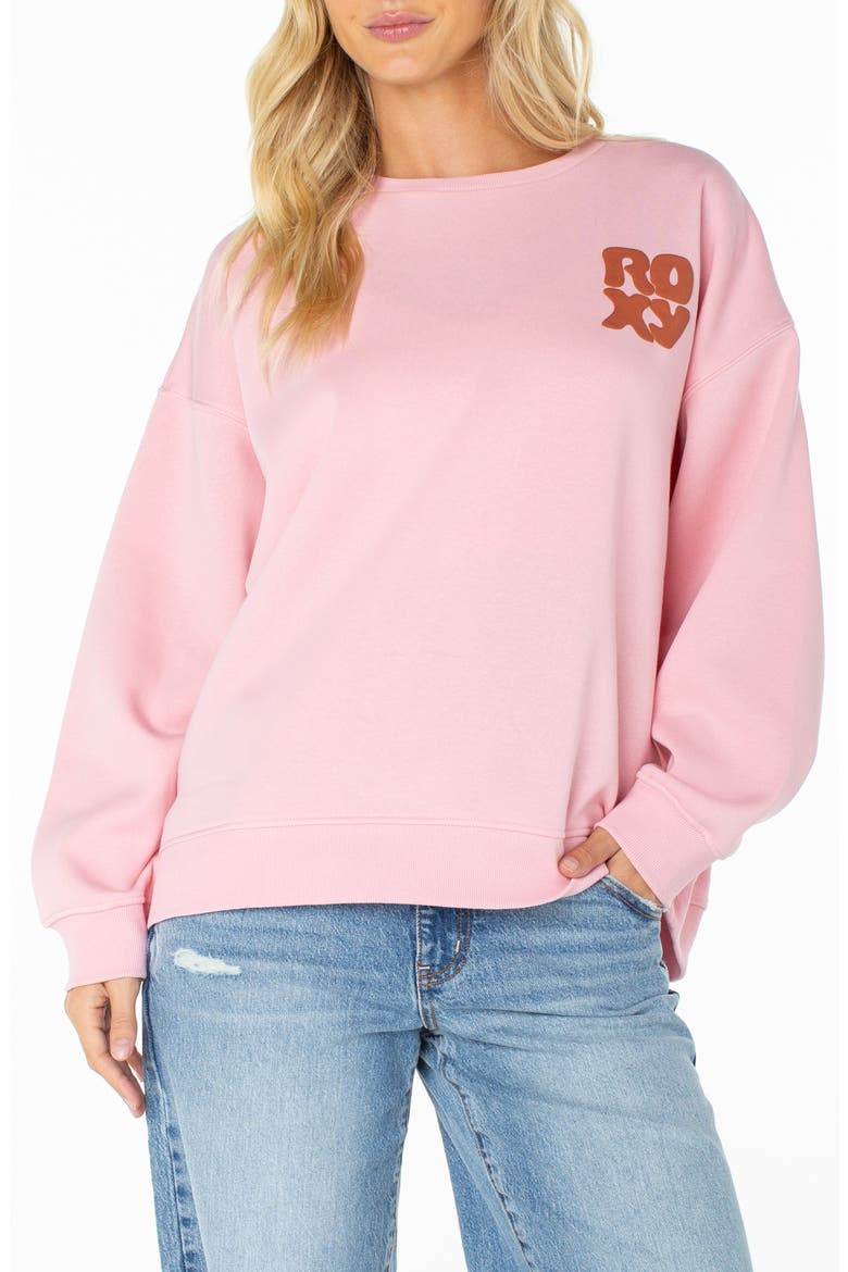Morning Stroll Oversize Logo Graphic Sweatshirt, Main, color, CORAL BLUSH
