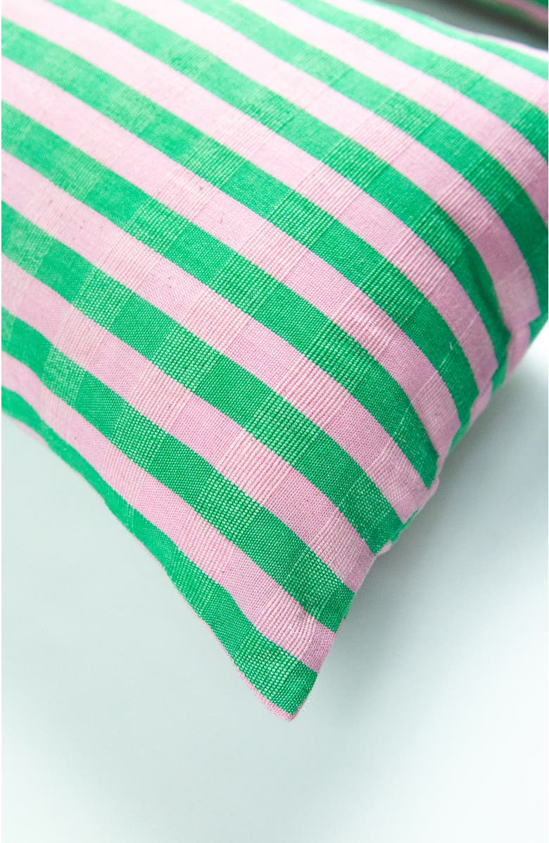 Archive New York Handwoven Classic Striped Square Cotton Throw Pillow, Alternate, color, Green
