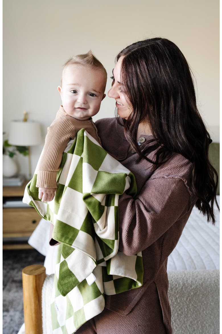 Minky Stretch Blanket, Alternate, color, OLIVE CHECKERED