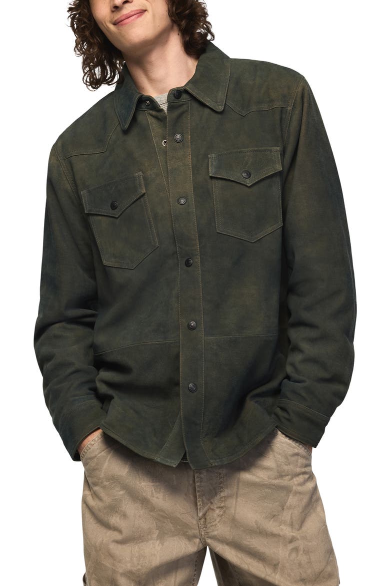 Suede Western Shirt Jacket, Main, color, WASHED BLUE