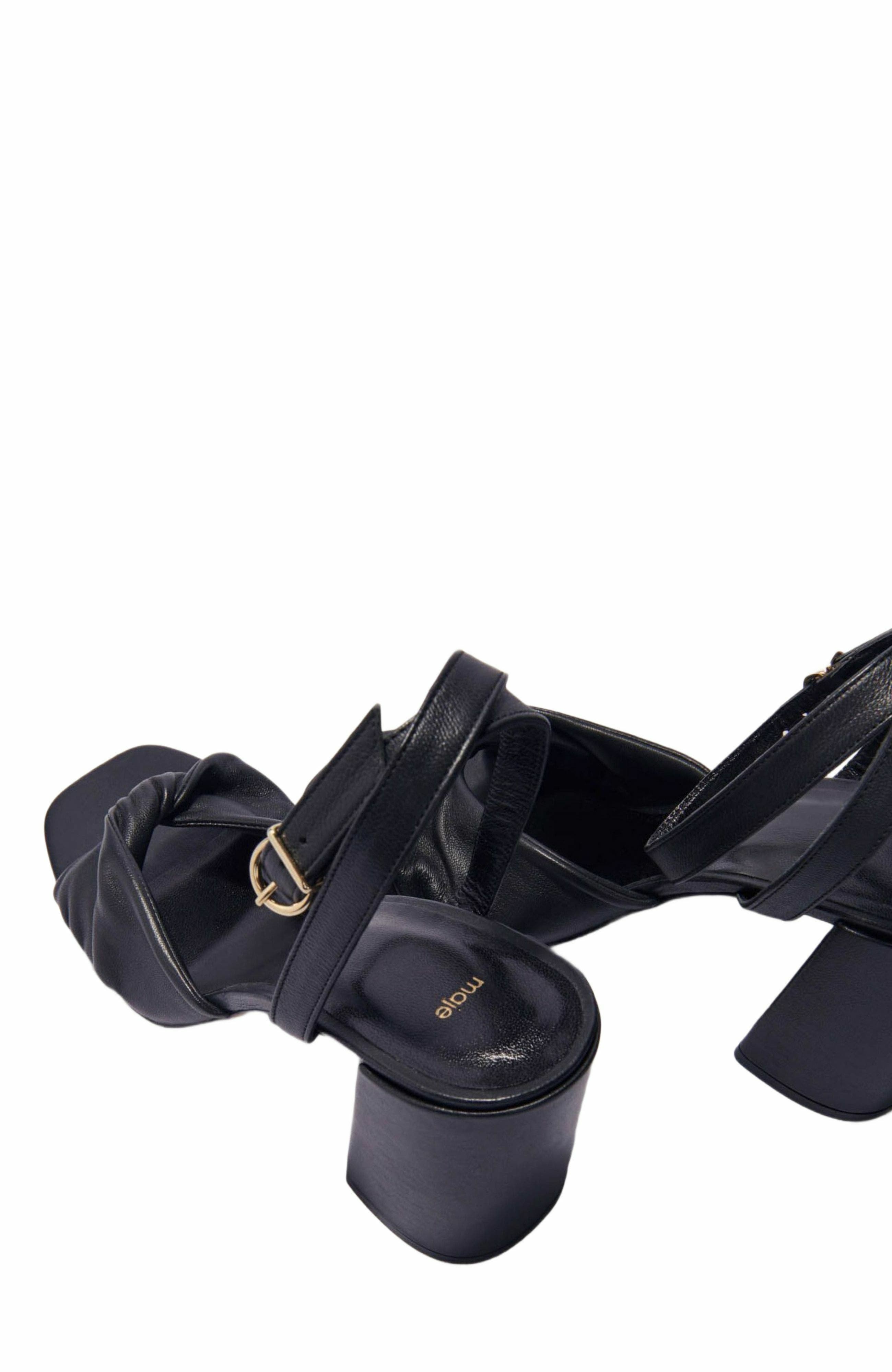 maje Plain leather sandals with heels, Alternate, color, 