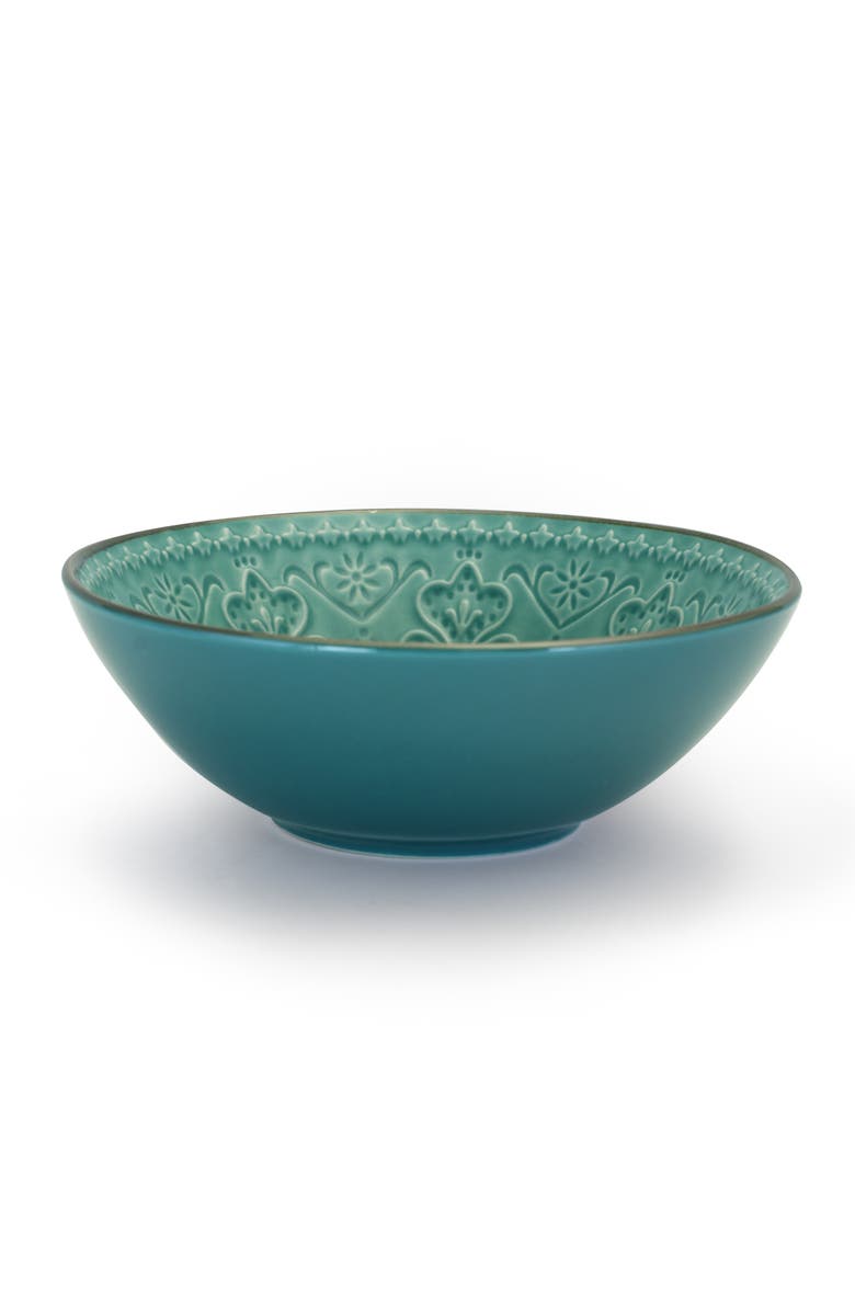 Elama Sea Foam Mozaic 16 Piece Luxurious Stoneware Dinnerware with Complete Setting for 4, Alternate, color, Green