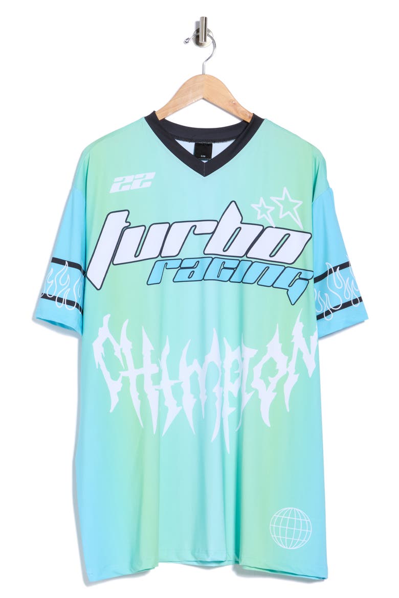 Turbo Champion Moto Jersey T-Shirt, Main, color, BLUE MULTI