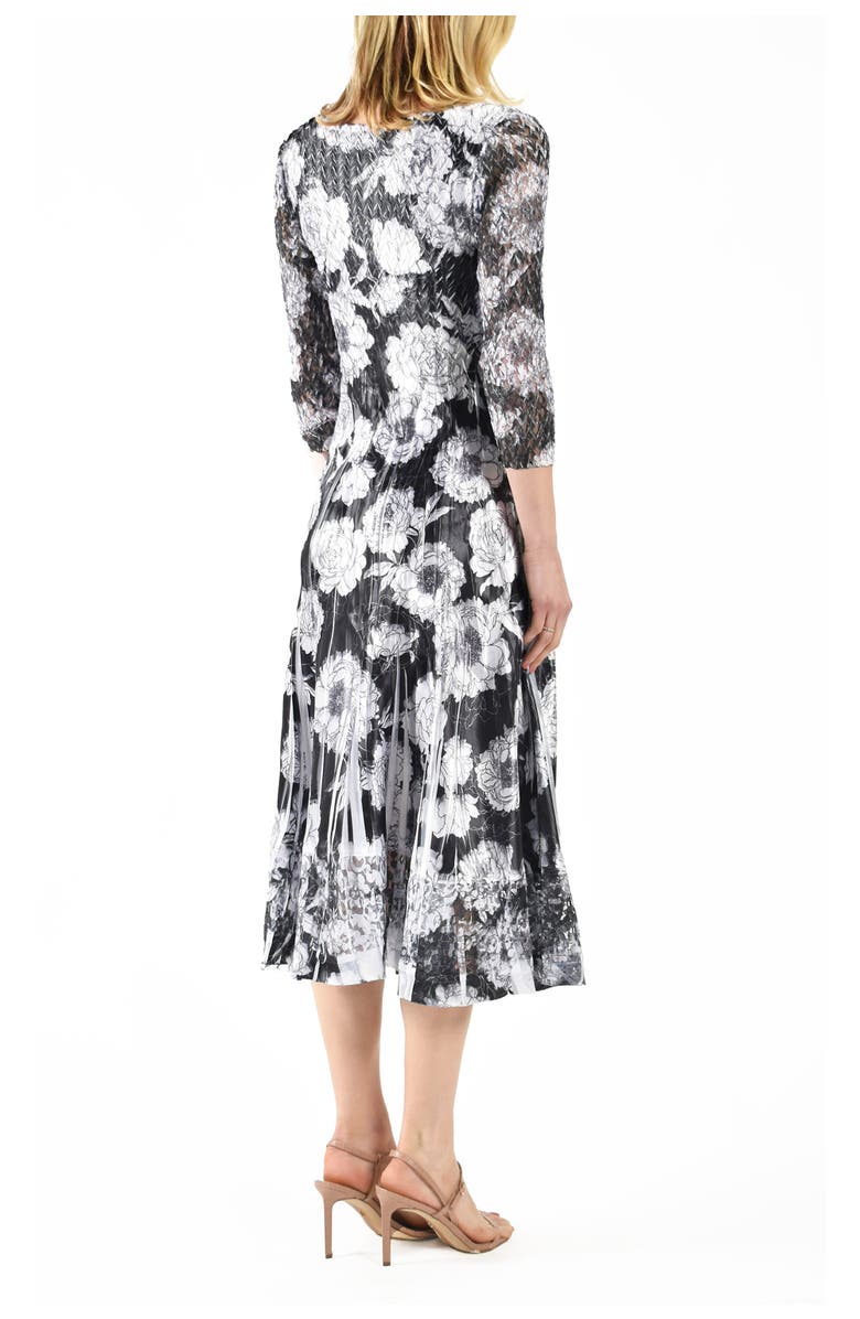 Komarov Floral Printed Charmeuse 3/4 Sleeve Dress, Alternate, color, Crysanthemum