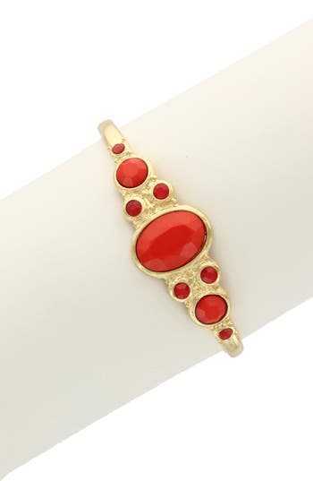 Olivia Welles Linette Stone Bracelet In Gold/red