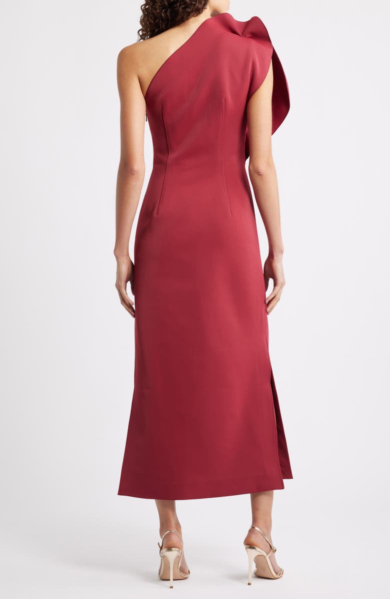 Acler Hawkley One-Shoulder Midi Dress, Alternate, color, Bordeaux
