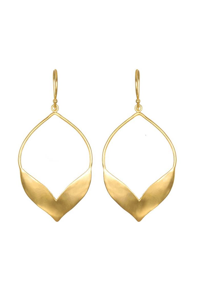 Satya Jewelry Fluttering Petals Gold Earrings, Main, color, Gold