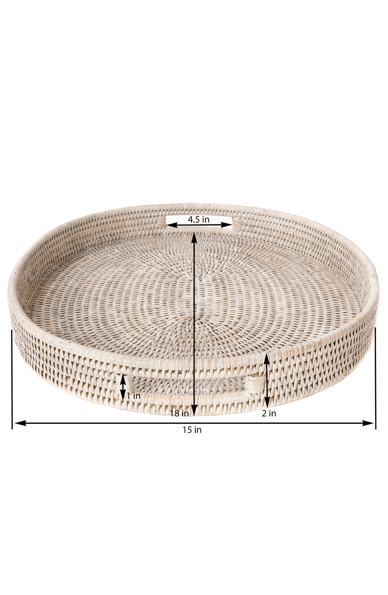Artifacts Trading Company<sup>™</sup> Artifacts Rattan Oval Tray With Cutout Handles, Alternate, color, White Wash