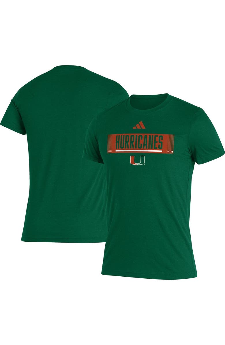 adidas Men's adidas Green Miami Hurricanes Wordmark Tri-Blend T-Shirt, Alternate, color, 