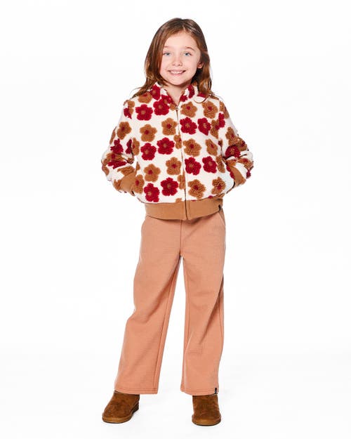 Deux Par Deux Full Zip Jacket With Jacquard Floral In Brown