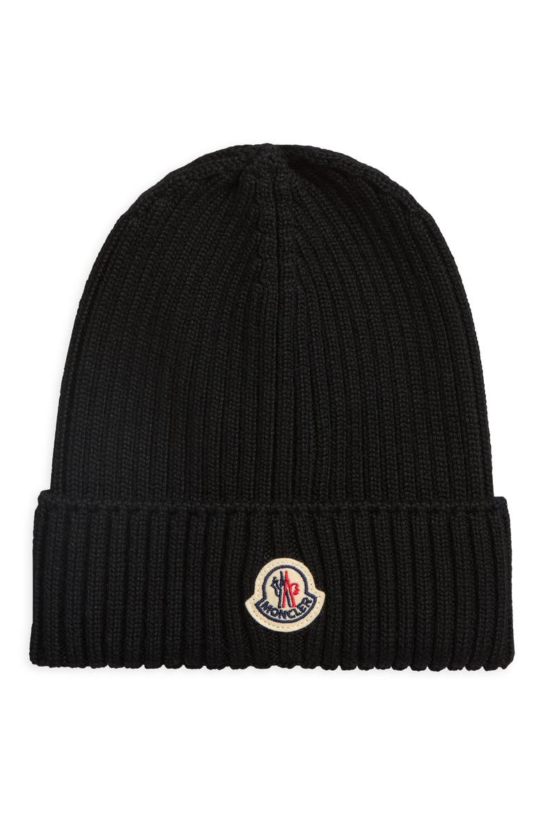 Kids' Logo Patch Virgin Wool Beanie, Main, color, BLACK