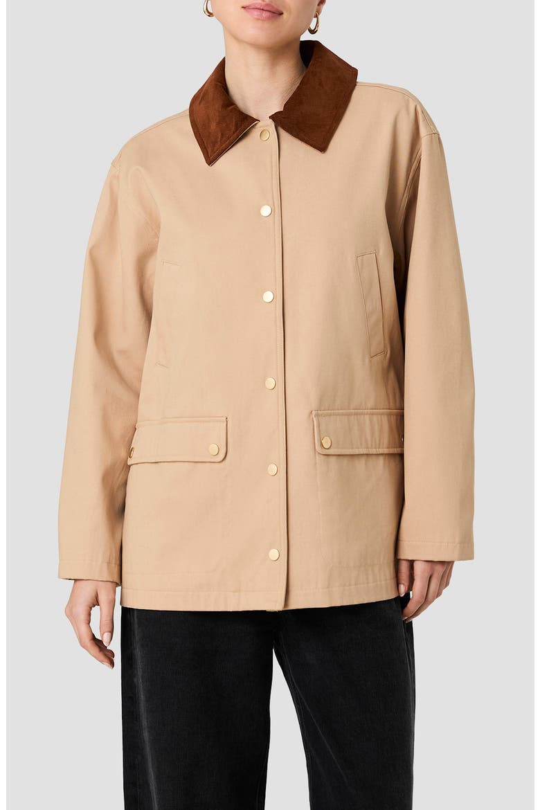 Barn Jacket with Corduroy Collar, Main, color, COCOA BROWN