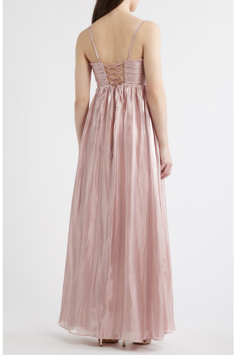 Matty Ruched Metallic Sleeveless Gown, Alternate, color, BLUSH