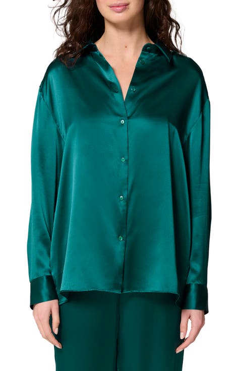 Love Me Silk Blend Button-Up Shirt