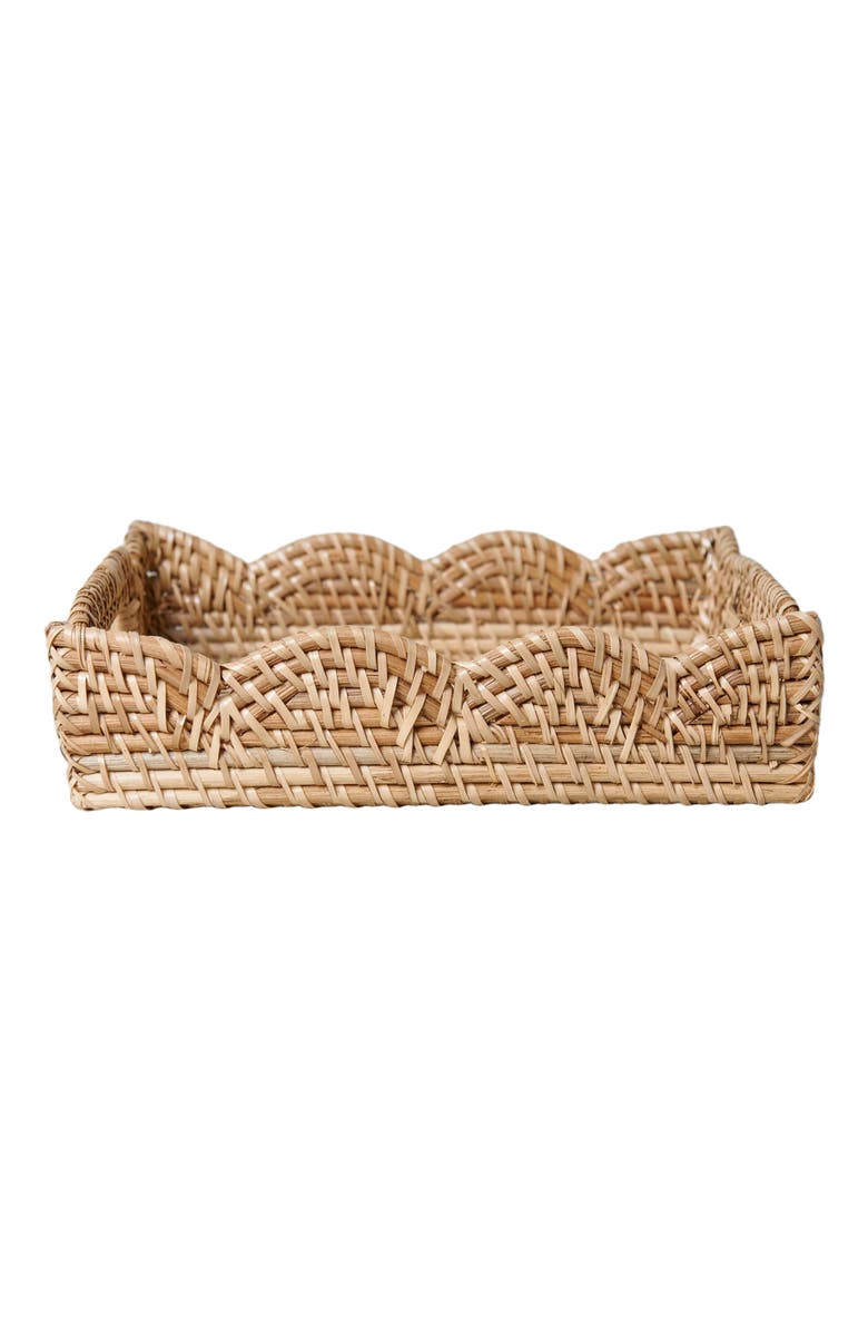 Kubo Mariposa Scallop Rattan Tray, Alternate, color,