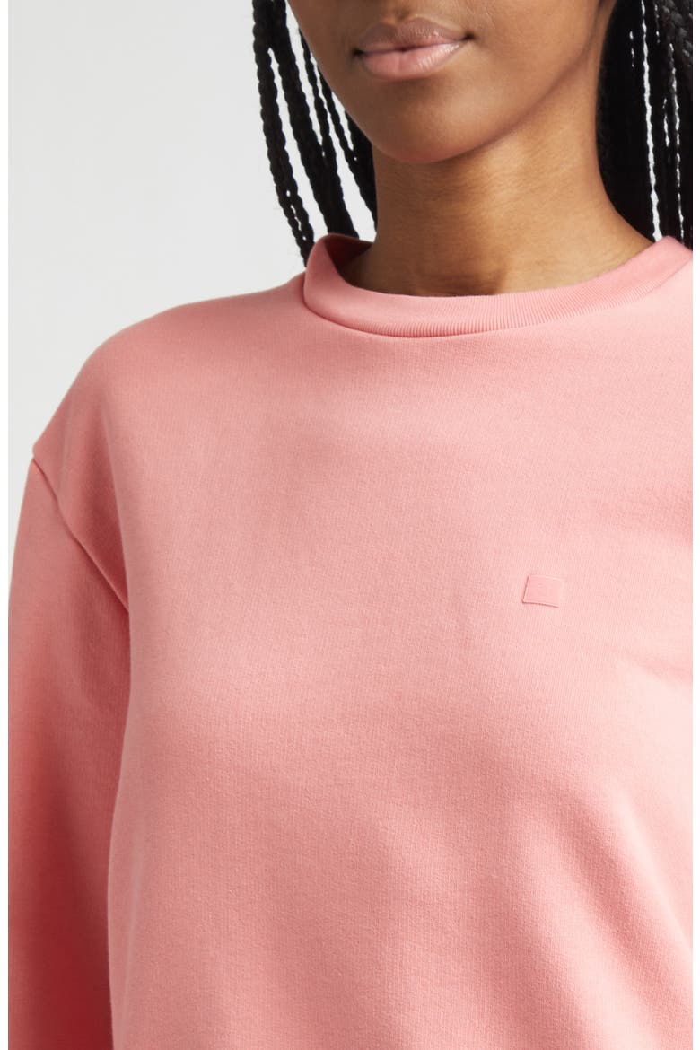 Embroidered Face Patch Fleece Sweatshirt, Alternate, color, TANGO PINK