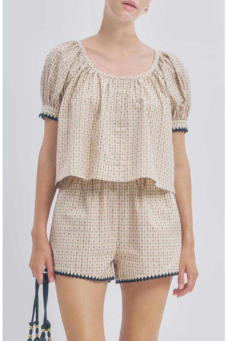 Sue Plaid Woven Shirt, Main, color, BEIGE PLAID