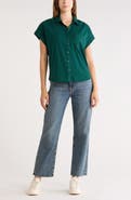 Melrose and Market Mixed Media Button-Up Shirt
