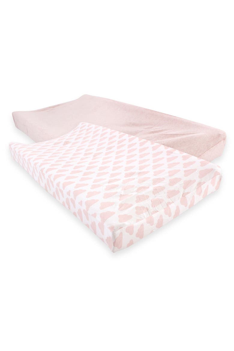 Soft Cotton Changing Mat Protector, Main, color, Heather Pink Cloud