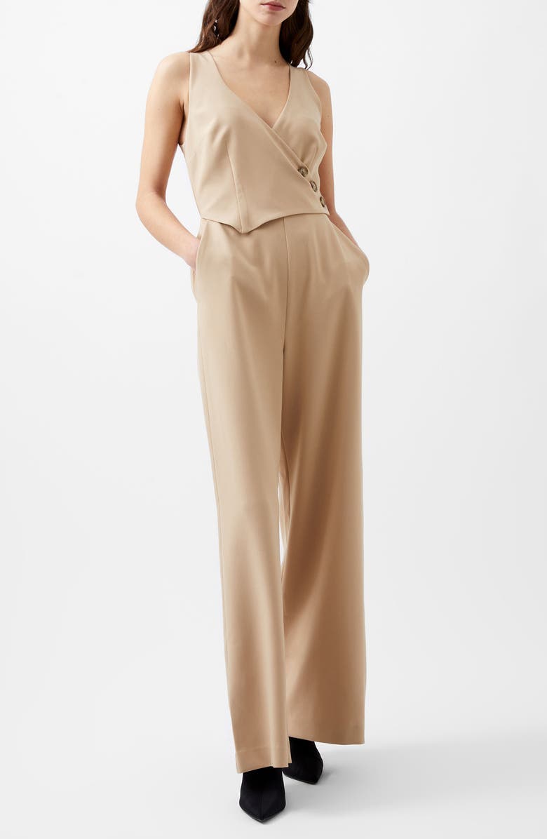 French Connection Azra Button Front Twill Jumpsuit, Main, color, 