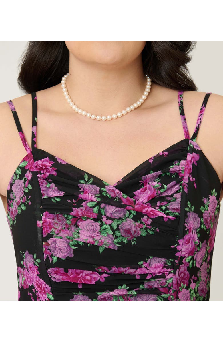 Unique Vintage Plus Size Reed Swing Dress, Alternate, color, Black & Purple Floral