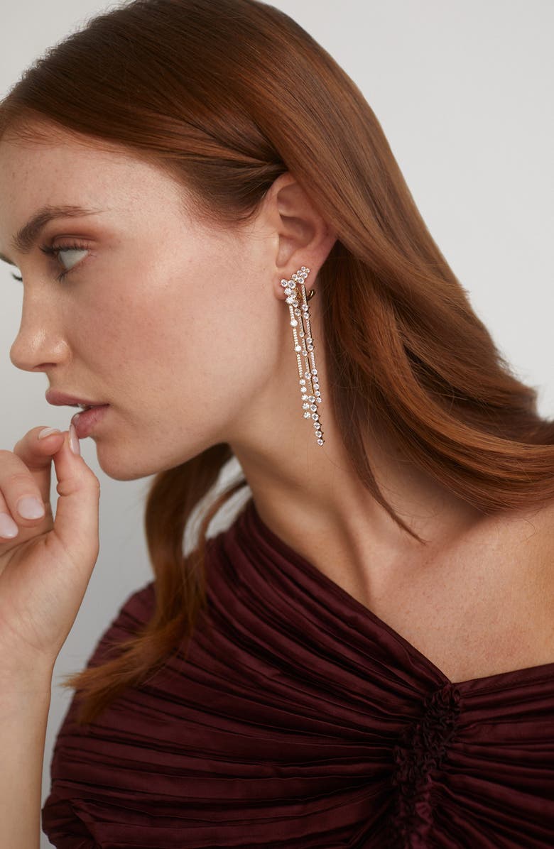 Nadri Cassi Pavé Fringe Earrings, Alternate, color, Gold